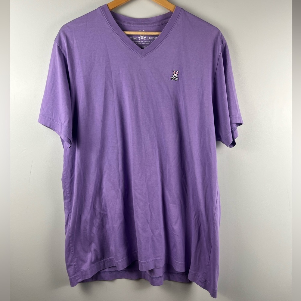 Psycho bunny purple v-neck t-shirt size 6 - large